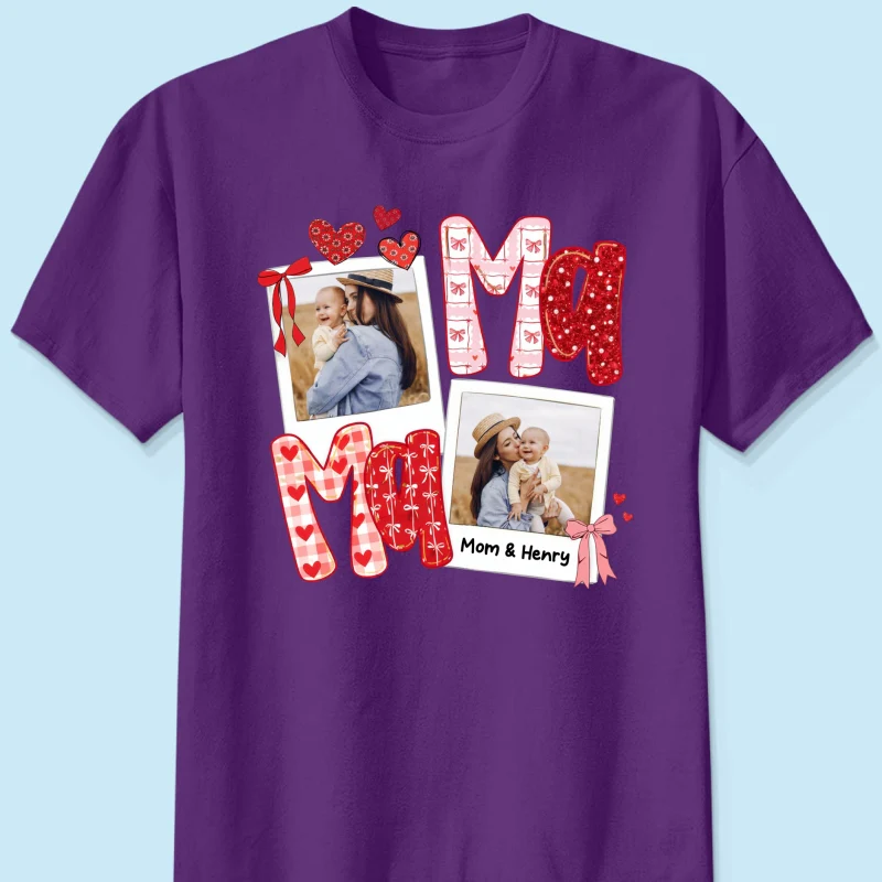 Preppy Mama Valentine Glitter Effect Photo - Personalized Shirt - Heartfelt Gift for Mom - Image 16