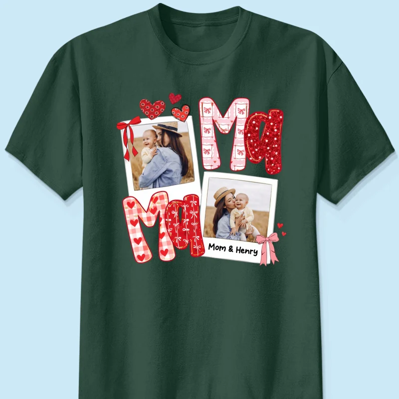 Preppy Mama Valentine Glitter Effect Photo - Personalized Shirt - Heartfelt Gift for Mom - Image 17