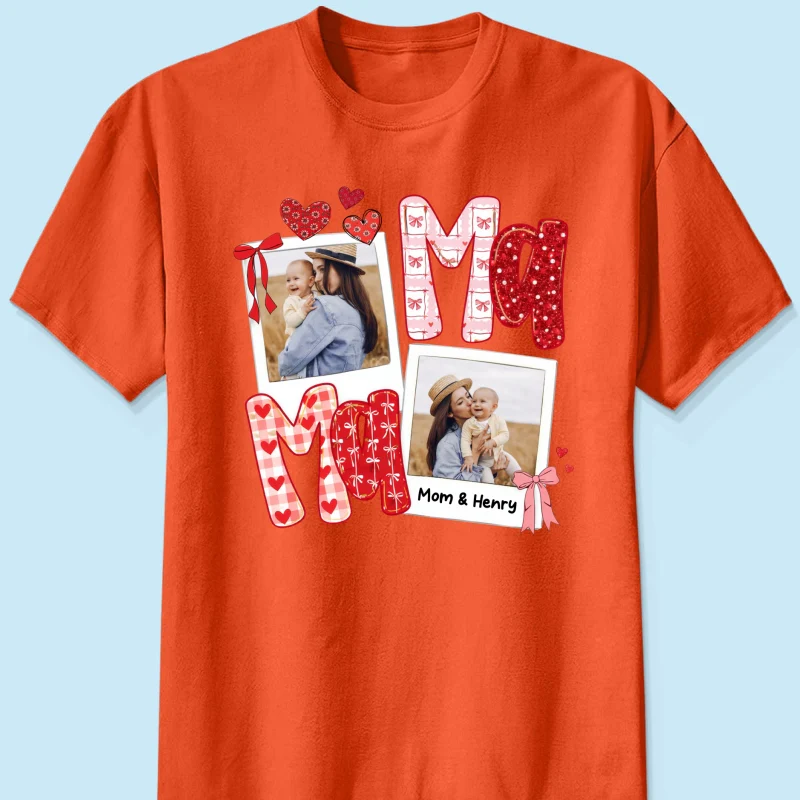 Preppy Mama Valentine Glitter Effect Photo - Personalized Shirt - Heartfelt Gift for Mom - Image 20
