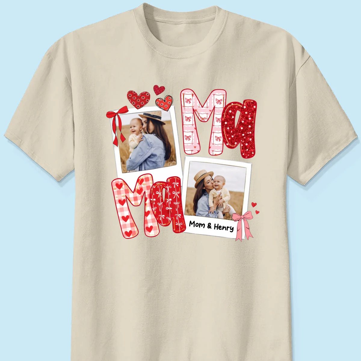 Preppy Mama Valentine Glitter Effect Photo - Personalized Shirt - Heartfelt Gift for Mom - Image 22