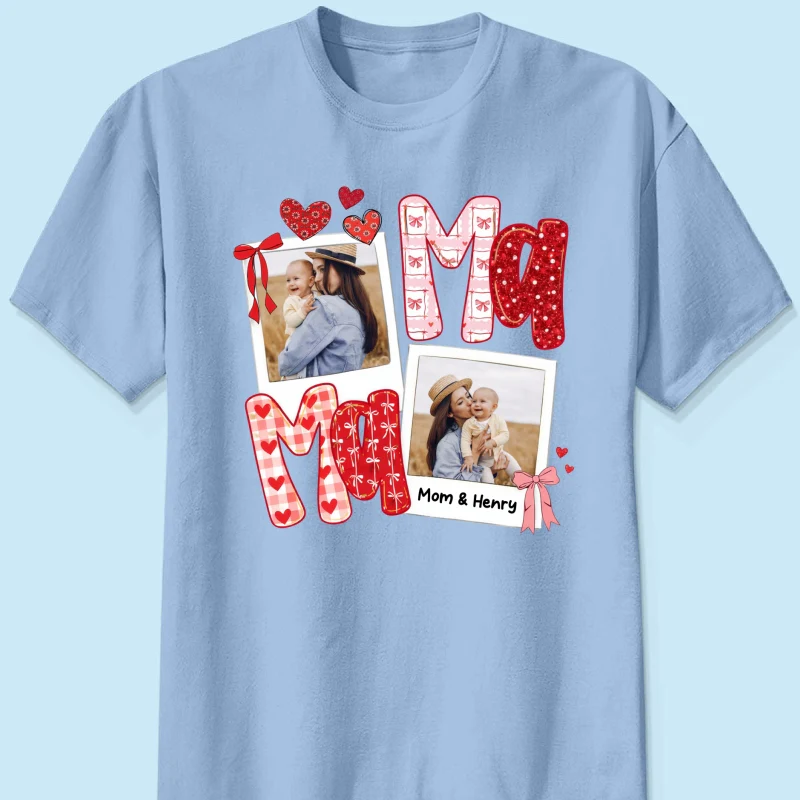 Preppy Mama Valentine Glitter Effect Photo - Personalized Shirt - Heartfelt Gift for Mom - Image 26