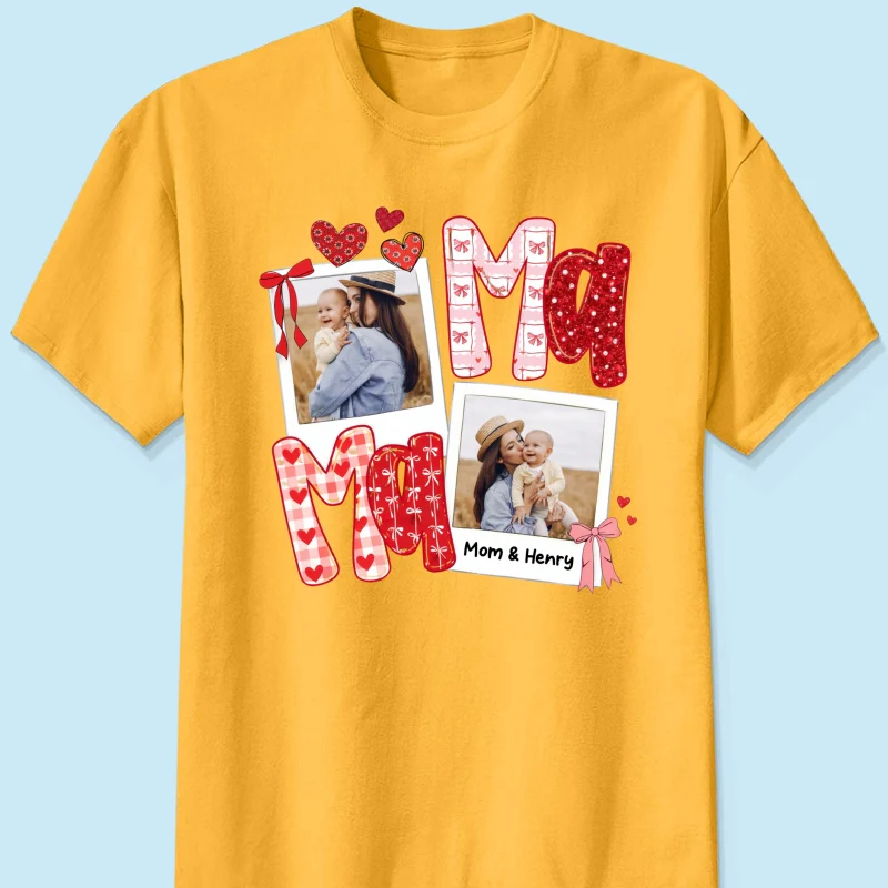 Preppy Mama Valentine Glitter Effect Photo - Personalized Shirt - Heartfelt Gift for Mom - Image 27