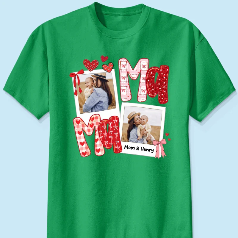 Preppy Mama Valentine Glitter Effect Photo - Personalized Shirt - Heartfelt Gift for Mom - Image 28