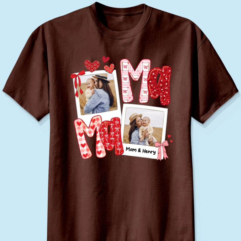 Preppy Mama Valentine Glitter Effect Photo - Personalized Shirt - Heartfelt Gift for Mom - Image 30