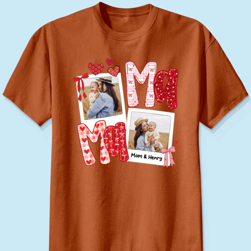 Preppy Mama Valentine Glitter Effect Photo - Personalized Shirt - Heartfelt Gift for Mom - Image 31