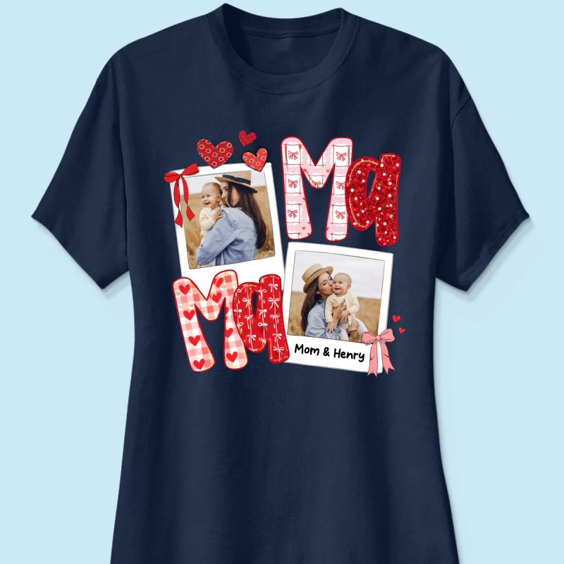 Preppy Mama Valentine Glitter Effect Photo - Personalized Shirt - Heartfelt Gift for Mom - Image 33