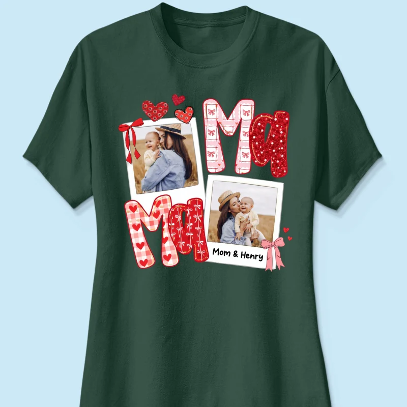 Preppy Mama Valentine Glitter Effect Photo - Personalized Shirt - Heartfelt Gift for Mom - Image 36
