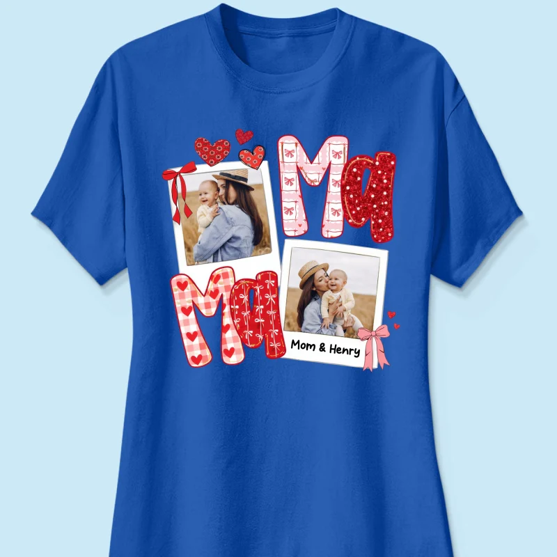 Preppy Mama Valentine Glitter Effect Photo - Personalized Shirt - Heartfelt Gift for Mom - Image 37