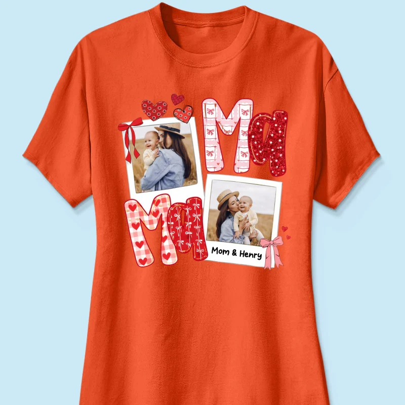 Preppy Mama Valentine Glitter Effect Photo - Personalized Shirt - Heartfelt Gift for Mom - Image 39