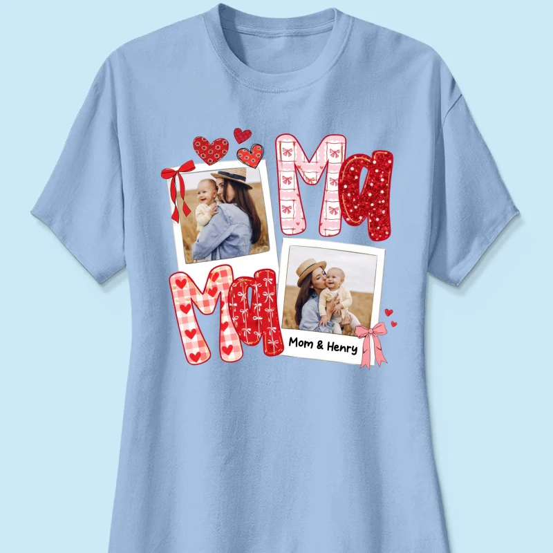 Preppy Mama Valentine Glitter Effect Photo - Personalized Shirt - Heartfelt Gift for Mom - Image 43