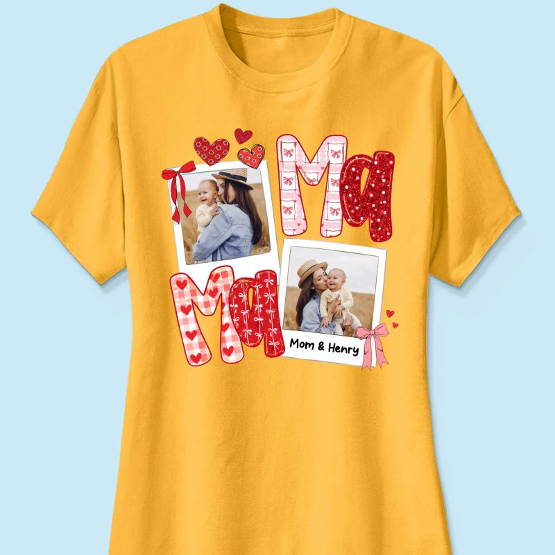 Preppy Mama Valentine Glitter Effect Photo - Personalized Shirt - Heartfelt Gift for Mom - Image 44