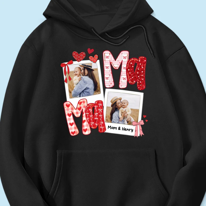 Preppy Mama Valentine Glitter Effect Photo - Personalized Shirt - Heartfelt Gift for Mom - Image 46