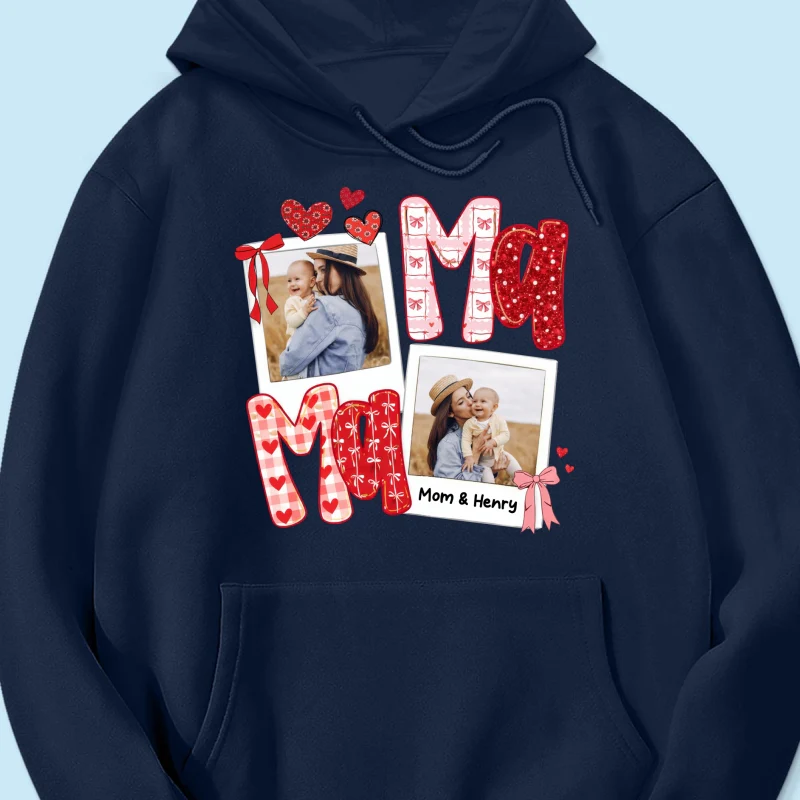 Preppy Mama Valentine Glitter Effect Photo - Personalized Shirt - Heartfelt Gift for Mom - Image 47