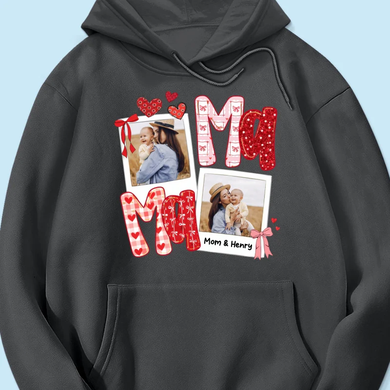 Preppy Mama Valentine Glitter Effect Photo - Personalized Shirt - Heartfelt Gift for Mom - Image 48