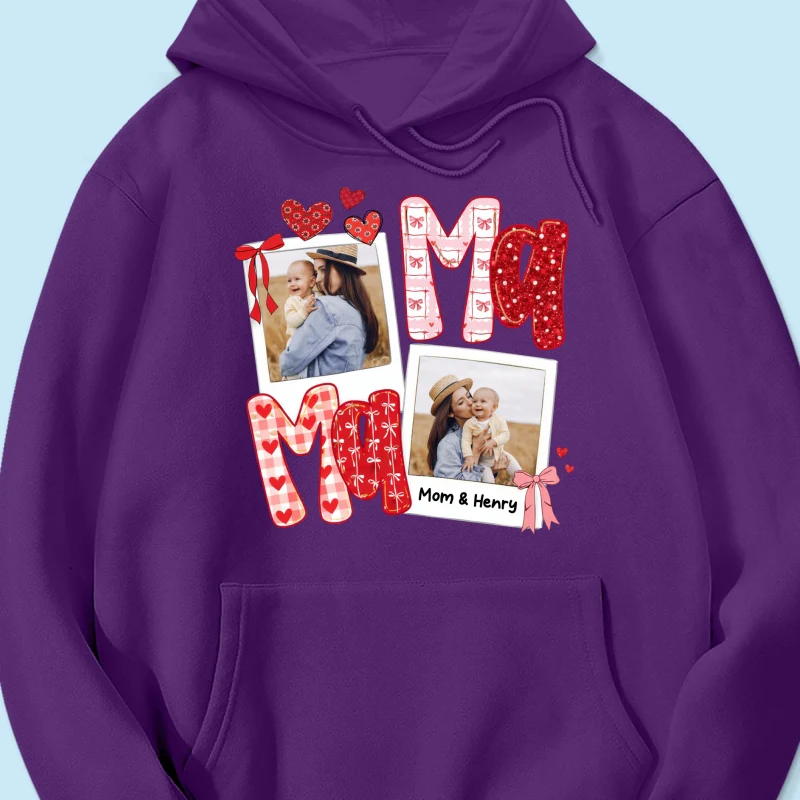 Preppy Mama Valentine Glitter Effect Photo - Personalized Shirt - Heartfelt Gift for Mom - Image 49