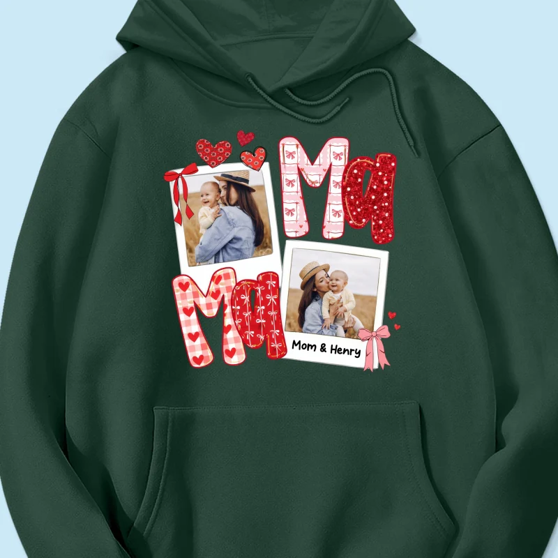 Preppy Mama Valentine Glitter Effect Photo - Personalized Shirt - Heartfelt Gift for Mom - Image 50