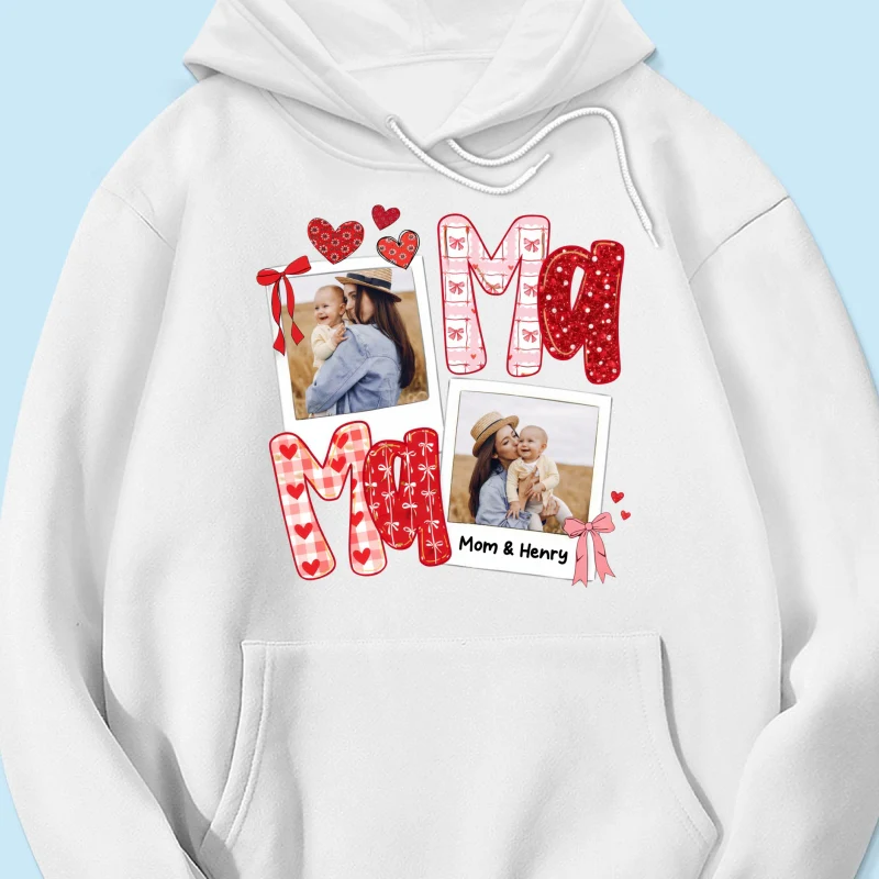 Preppy Mama Valentine Glitter Effect Photo - Personalized Shirt - Heartfelt Gift for Mom - Image 54