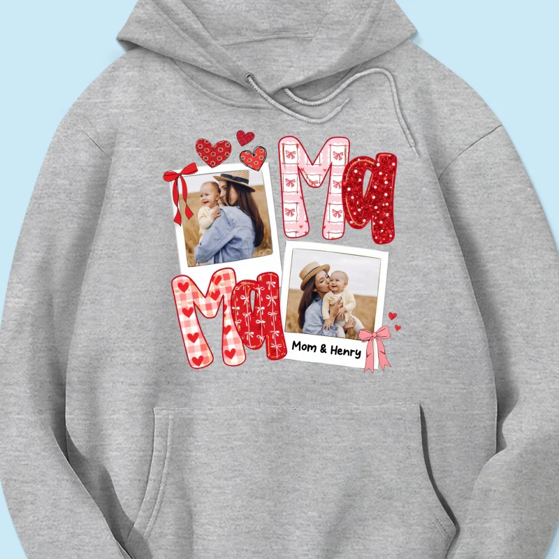 Preppy Mama Valentine Glitter Effect Photo - Personalized Shirt - Heartfelt Gift for Mom - Image 55