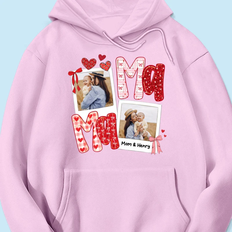Preppy Mama Valentine Glitter Effect Photo - Personalized Shirt - Heartfelt Gift for Mom - Image 56