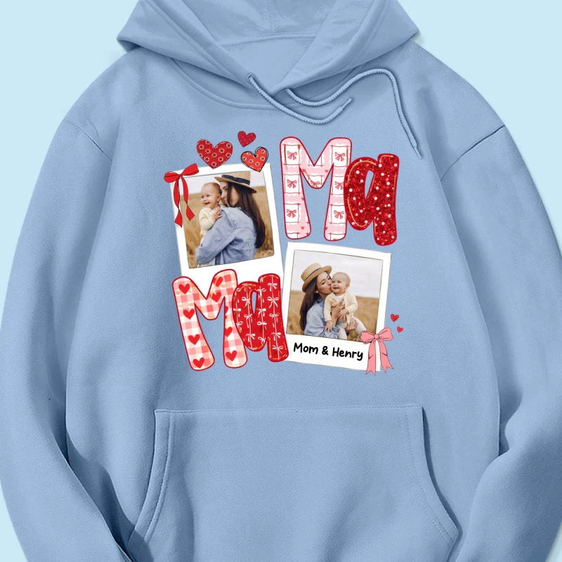 Preppy Mama Valentine Glitter Effect Photo - Personalized Shirt - Heartfelt Gift for Mom - Image 57
