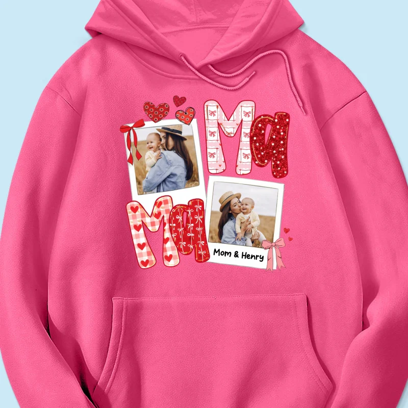 Preppy Mama Valentine Glitter Effect Photo - Personalized Shirt - Heartfelt Gift for Mom - Image 60