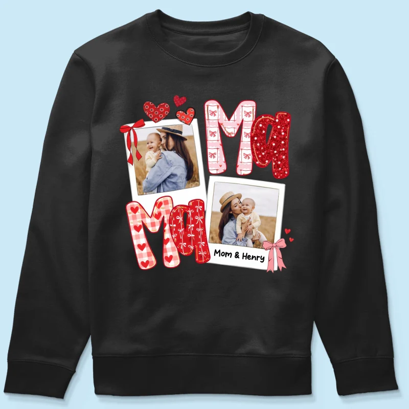 Preppy Mama Valentine Glitter Effect Photo - Personalized Shirt - Heartfelt Gift for Mom - Image 62