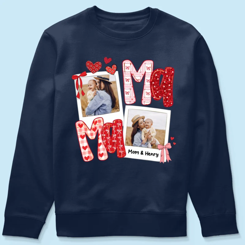 Preppy Mama Valentine Glitter Effect Photo - Personalized Shirt - Heartfelt Gift for Mom - Image 63
