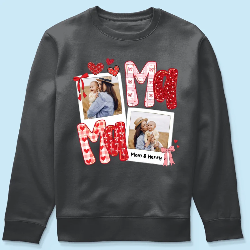 Preppy Mama Valentine Glitter Effect Photo - Personalized Shirt - Heartfelt Gift for Mom - Image 64