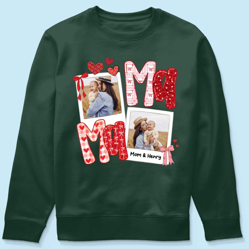 Preppy Mama Valentine Glitter Effect Photo - Personalized Shirt - Heartfelt Gift for Mom - Image 65