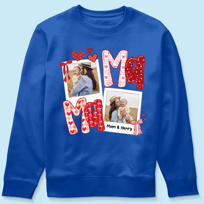 Preppy Mama Valentine Glitter Effect Photo - Personalized Shirt - Heartfelt Gift for Mom - Image 66