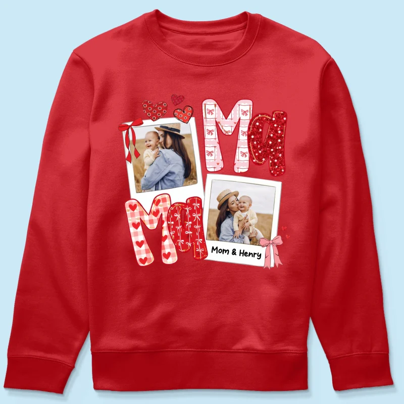 Preppy Mama Valentine Glitter Effect Photo - Personalized Shirt - Heartfelt Gift for Mom - Image 67