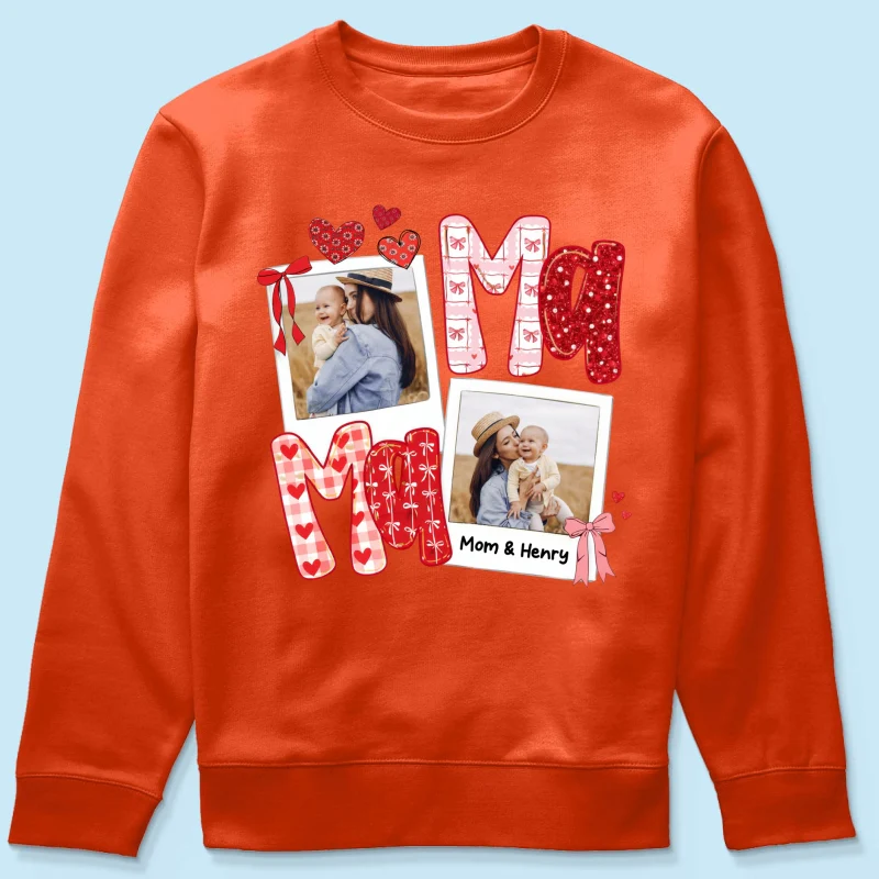 Preppy Mama Valentine Glitter Effect Photo - Personalized Shirt - Heartfelt Gift for Mom - Image 68