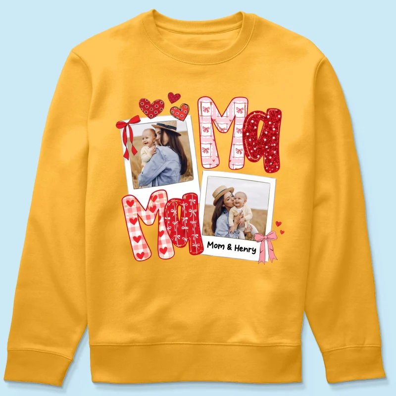 Preppy Mama Valentine Glitter Effect Photo - Personalized Shirt - Heartfelt Gift for Mom - Image 72