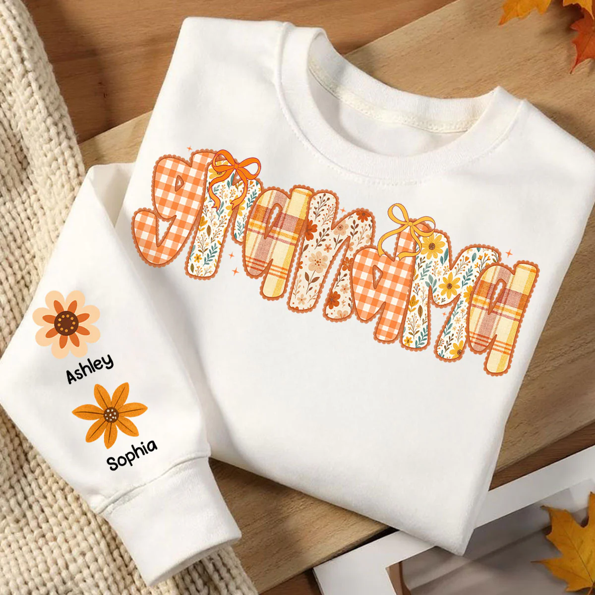 Preppy Retro Floral Fall - Personalized Sweatshirt - Fall Cozy Gift - Image 5