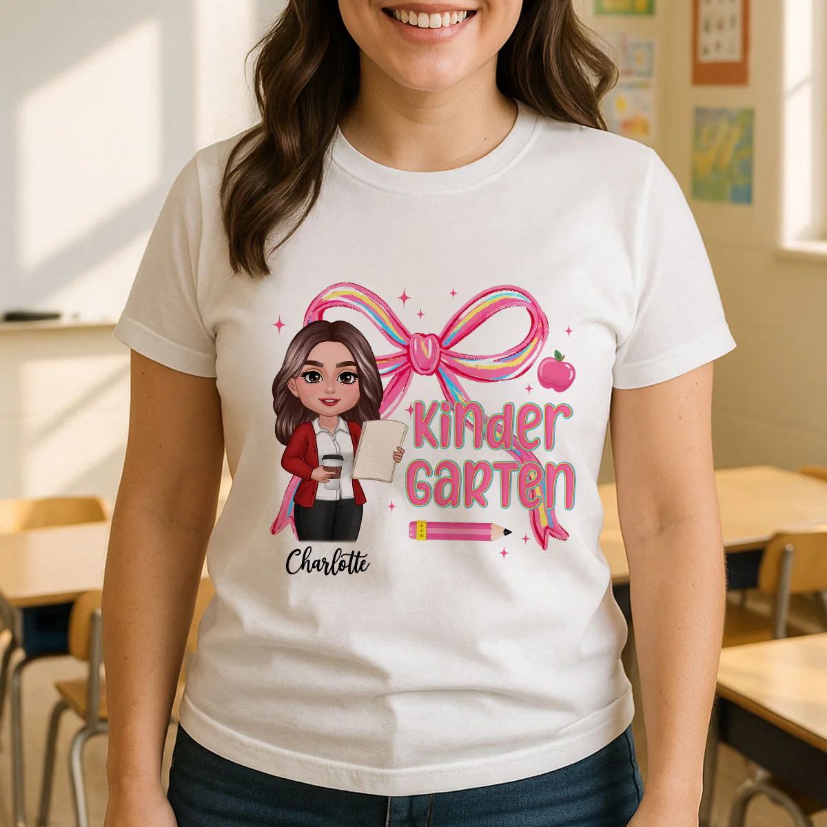 Preppy Style Pinky Teacher Custom Grade Personalized Shirt - Image 10