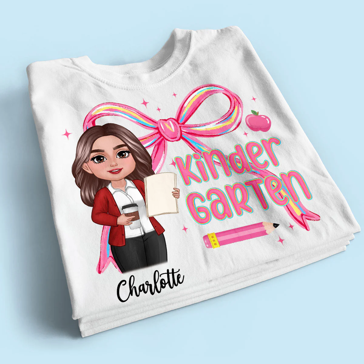 Preppy Style Pinky Teacher Custom Grade Personalized Shirt - Image 2