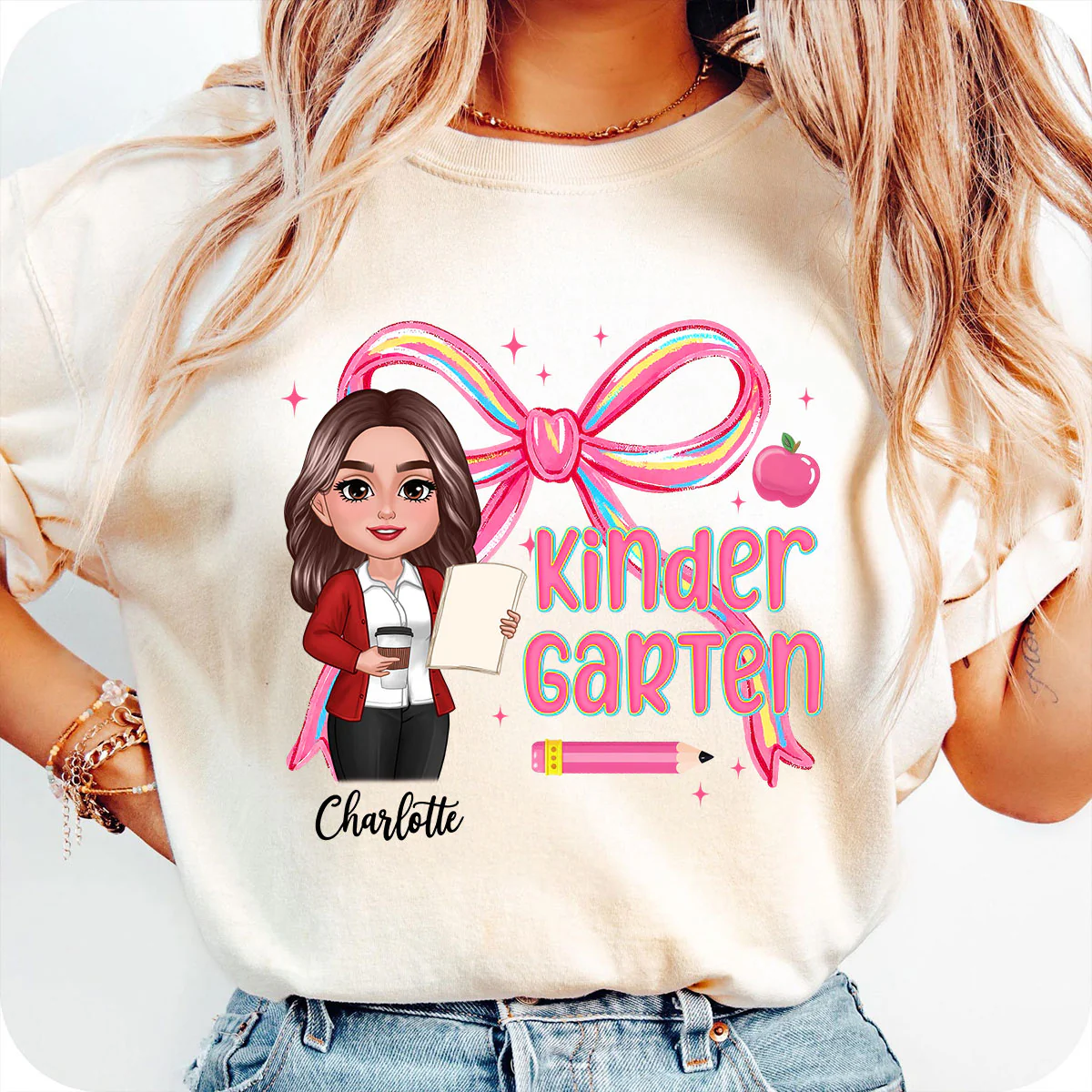 Preppy Style Pinky Teacher Custom Grade Personalized Shirt - Image 9