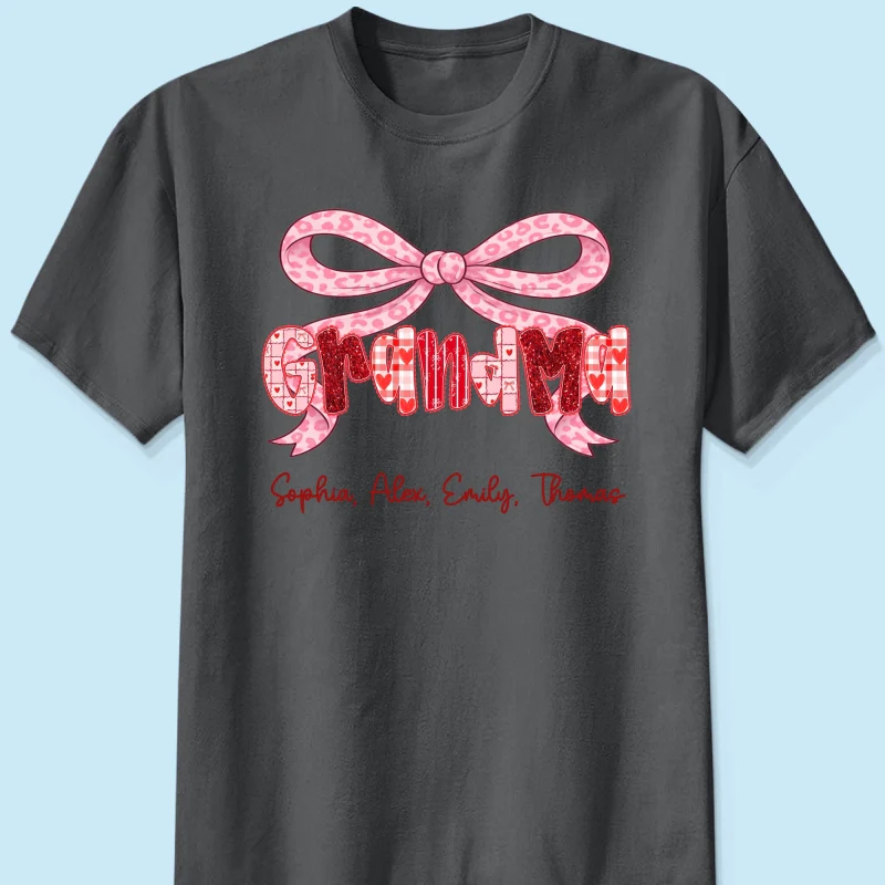 Preppy Valentine Pattern Grandma Mom Nana With Kids Name - Personalized Shirt - Valentine's Day Gift For Grandma - Image 10