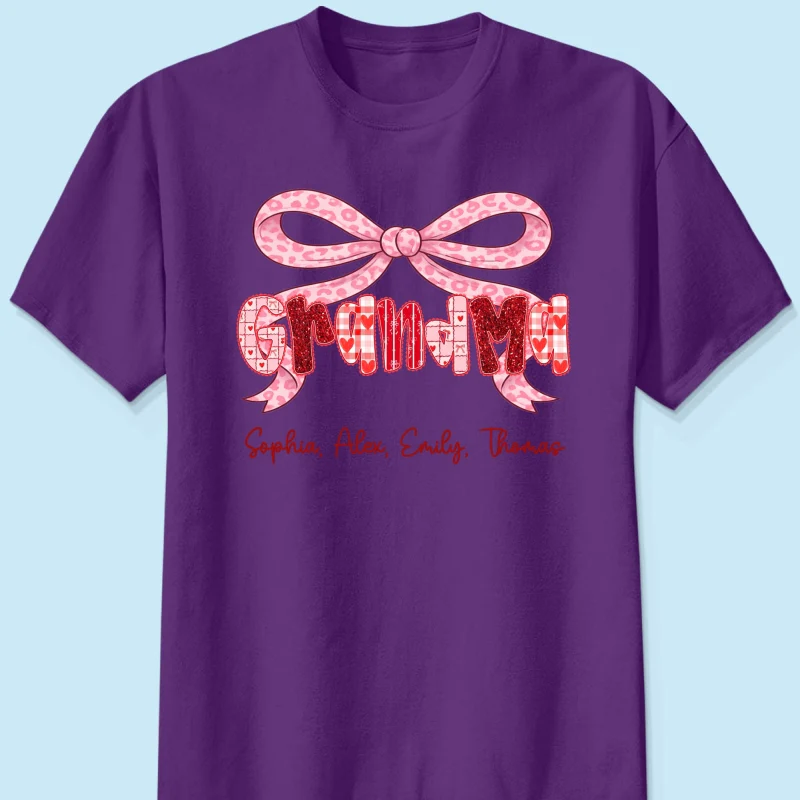 Preppy Valentine Pattern Grandma Mom Nana With Kids Name - Personalized Shirt - Valentine's Day Gift For Grandma - Image 11