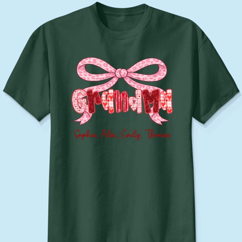 Preppy Valentine Pattern Grandma Mom Nana With Kids Name - Personalized Shirt - Valentine's Day Gift For Grandma - Image 12