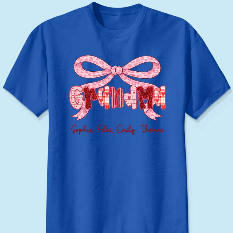 Preppy Valentine Pattern Grandma Mom Nana With Kids Name - Personalized Shirt - Valentine's Day Gift For Grandma - Image 13