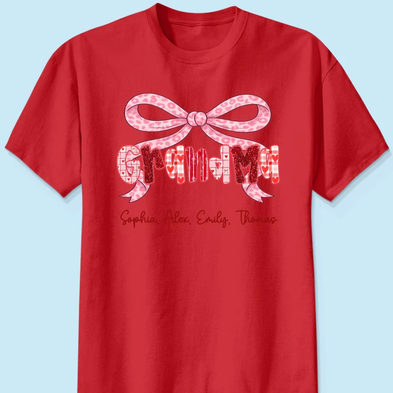 Preppy Valentine Pattern Grandma Mom Nana With Kids Name - Personalized Shirt - Valentine's Day Gift For Grandma - Image 14