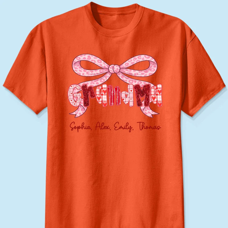 Preppy Valentine Pattern Grandma Mom Nana With Kids Name - Personalized Shirt - Valentine's Day Gift For Grandma - Image 15