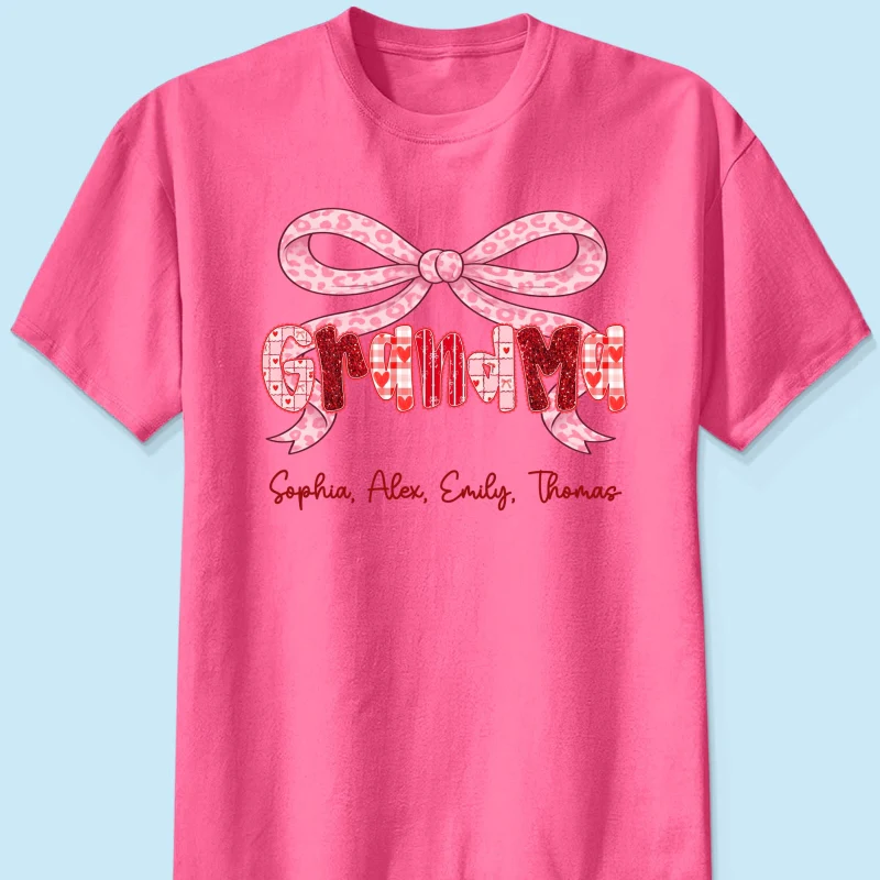 Preppy Valentine Pattern Grandma Mom Nana With Kids Name - Personalized Shirt - Valentine's Day Gift For Grandma - Image 16