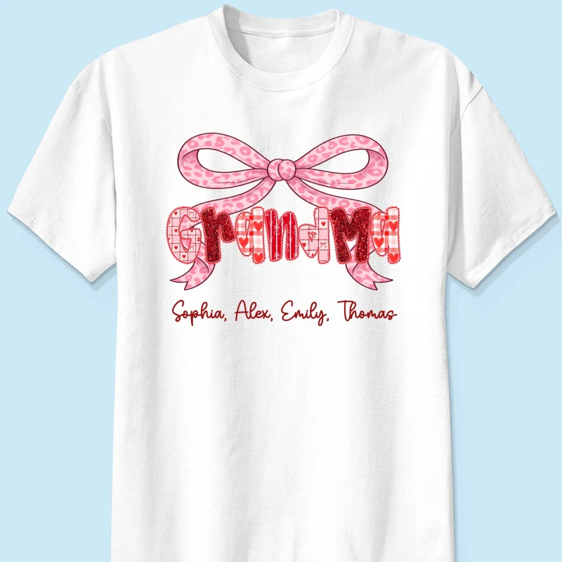 Preppy Valentine Pattern Grandma Mom Nana With Kids Name - Personalized Shirt - Valentine's Day Gift For Grandma - Image 18