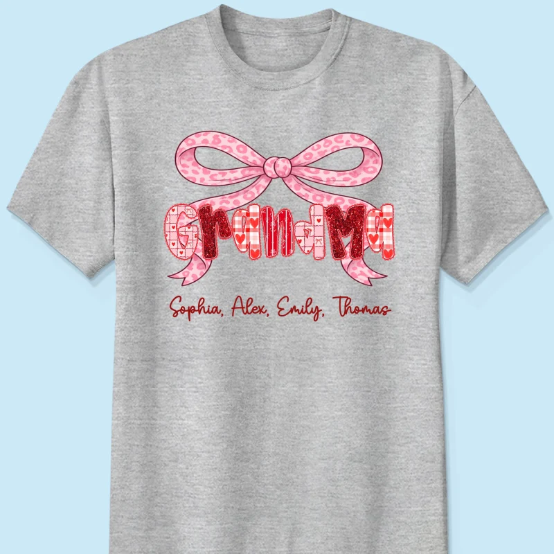 Preppy Valentine Pattern Grandma Mom Nana With Kids Name - Personalized Shirt - Valentine's Day Gift For Grandma - Image 19