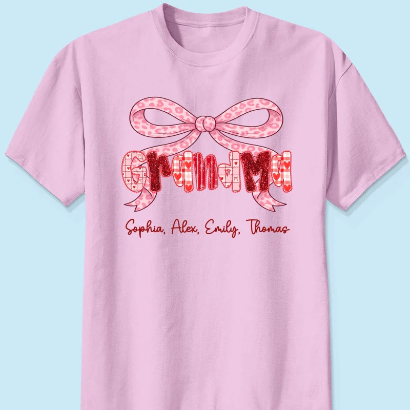 Preppy Valentine Pattern Grandma Mom Nana With Kids Name - Personalized Shirt - Valentine's Day Gift For Grandma - Image 20