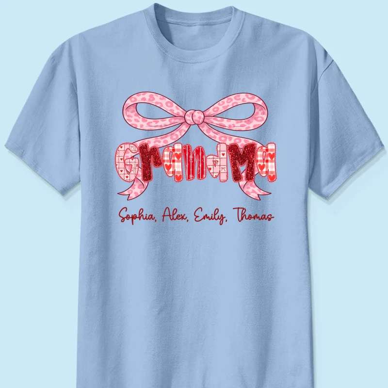 Preppy Valentine Pattern Grandma Mom Nana With Kids Name - Personalized Shirt - Valentine's Day Gift For Grandma - Image 21