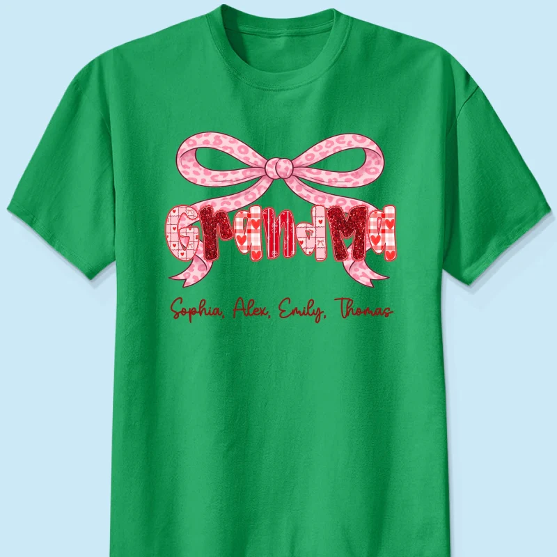 Preppy Valentine Pattern Grandma Mom Nana With Kids Name - Personalized Shirt - Valentine's Day Gift For Grandma - Image 23