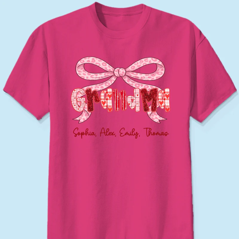 Preppy Valentine Pattern Grandma Mom Nana With Kids Name - Personalized Shirt - Valentine's Day Gift For Grandma - Image 24